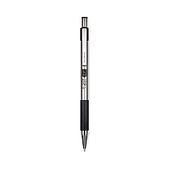 Zebra F-301 Ballpoint Pen, Retractable, Bold 1.6 mm, Black Ink, Stainless Steel/Black Barrel, 12/Pack (27310)