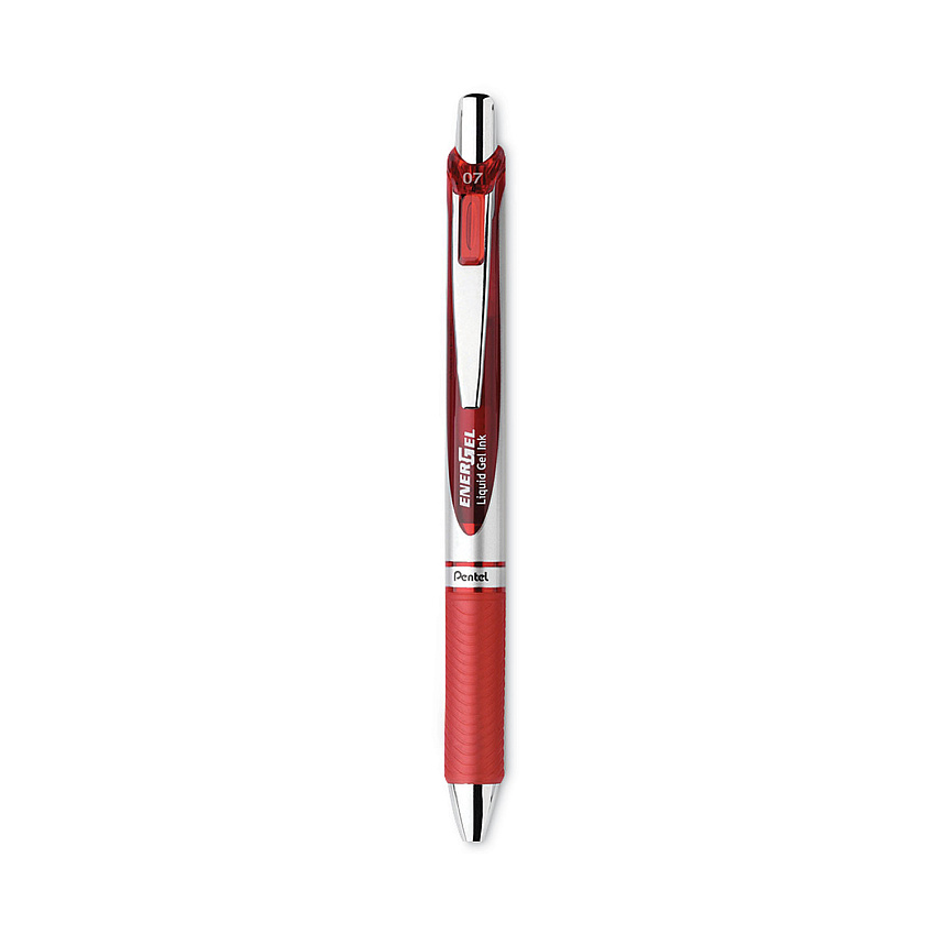 Pentel EnerGel RTX Gel Pen, Retractable, Medium 0.7 mm, Red Ink, Red Barrel, 3/Pack (BL77BP3B)
