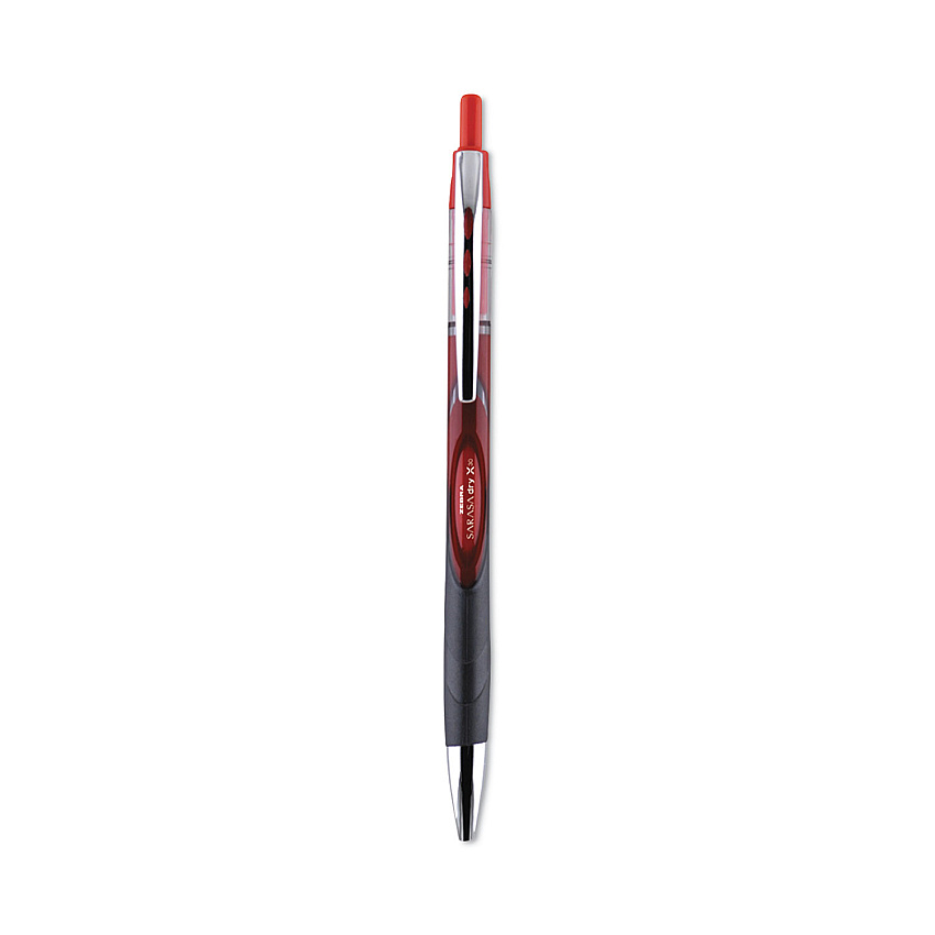 Zebra Sarasa Dry Gel X30 Gel Pen, Retractable, Medium 0.7 mm, Red Ink, Red Barrel, 12/Pack (47130)