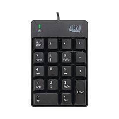 Adesso Spill-Resistant 18-Key Numeric Keypad, Black (AKB601UB)