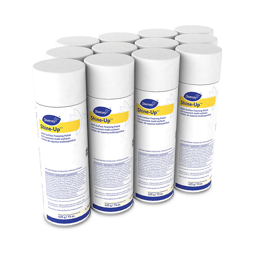 Diversey Shine-UpTM/MC Multi-Surface Foaming Polish, Lemon Scent, 15 oz Aerosol Spray, 12/Carton (904390)