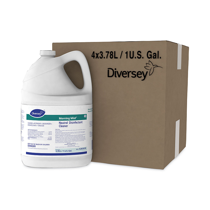 Diversey Morning Mist Neutral Disinfectant Cleaner, Fresh Scent, 1 gal Bottle (5283038)