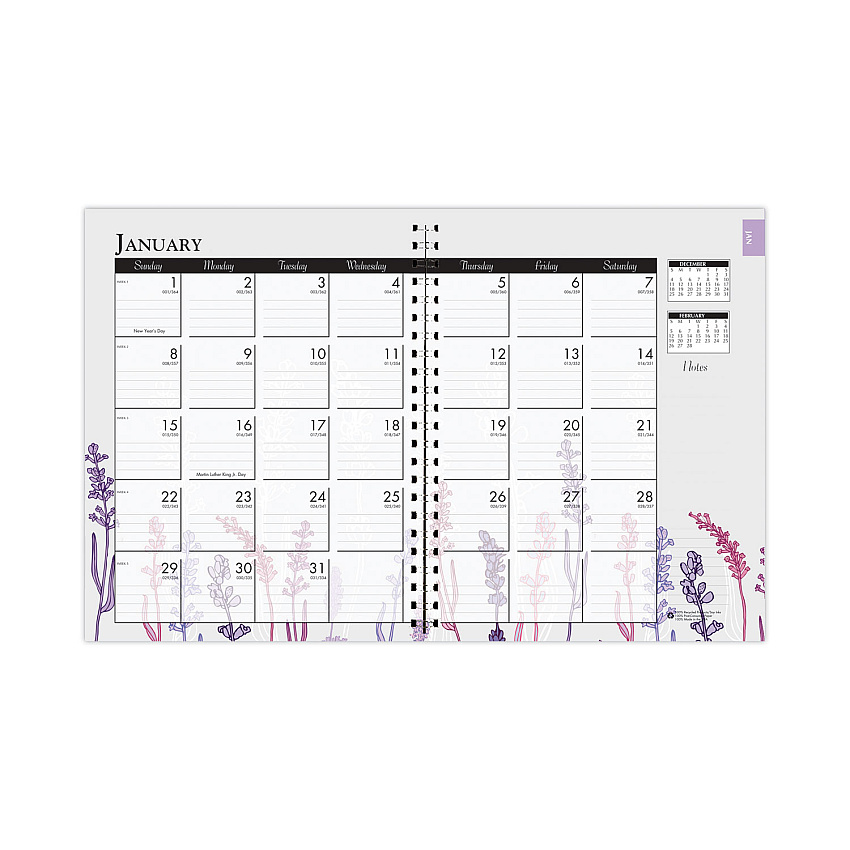 House of Doolittle Recycled WildFlower Weekly/Monthly Planner, Wild Flower Artwork, 11 x 8.5, Gray/White/Purple Cover, 12-Month (Jan-Dec): 2023 (28774)