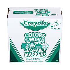 Crayola Colors of the World Washable Markers Classpack, Broad Bullet Tip, Assorted Colors, 240/Pack (588228)