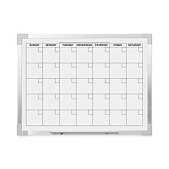 Flipside Framed Calendar Dry Erase Board, 24 x 18, White, Silver Aluminum Frame (17302)