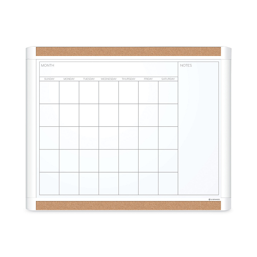 U Brands PINIT Magnetic Dry Erase Calendar with Plastic Frame, 20 x 16, White Surface and Frame (437U0001)