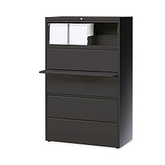 Hirsh Industries Lateral File Cabinet, 5 Letter/Legal/A4-Size File Drawers, Charcoal, 36 x 18.62 x 67.62 (16068)