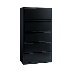 Hirsh Industries Lateral File Cabinet, 5 Letter/Legal/A4-Size File Drawers, Black, 30 x 18.62 x 67.62 (14992)