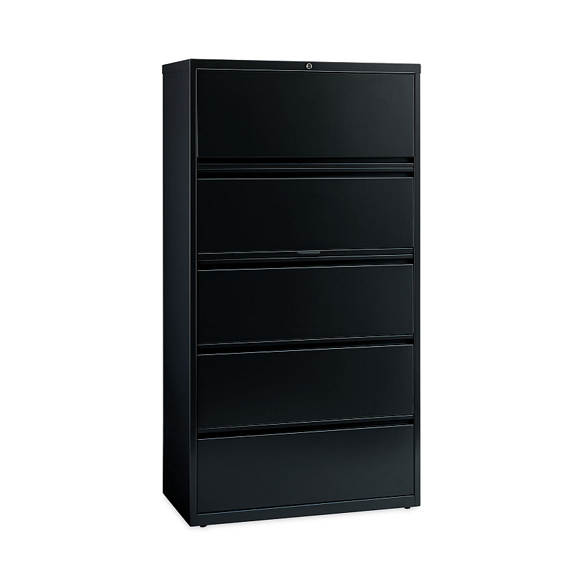 Hirsh Industries Lateral File Cabinet, 5 Letter/Legal/A4-Size File Drawers, Black, 30 x 18.62 x 67.62 (14992)