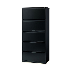 Hirsh Industries Lateral File Cabinet, 5 Letter/Legal/A4-Size File Drawers, Black, 30 x 18.62 x 67.62 (14980)