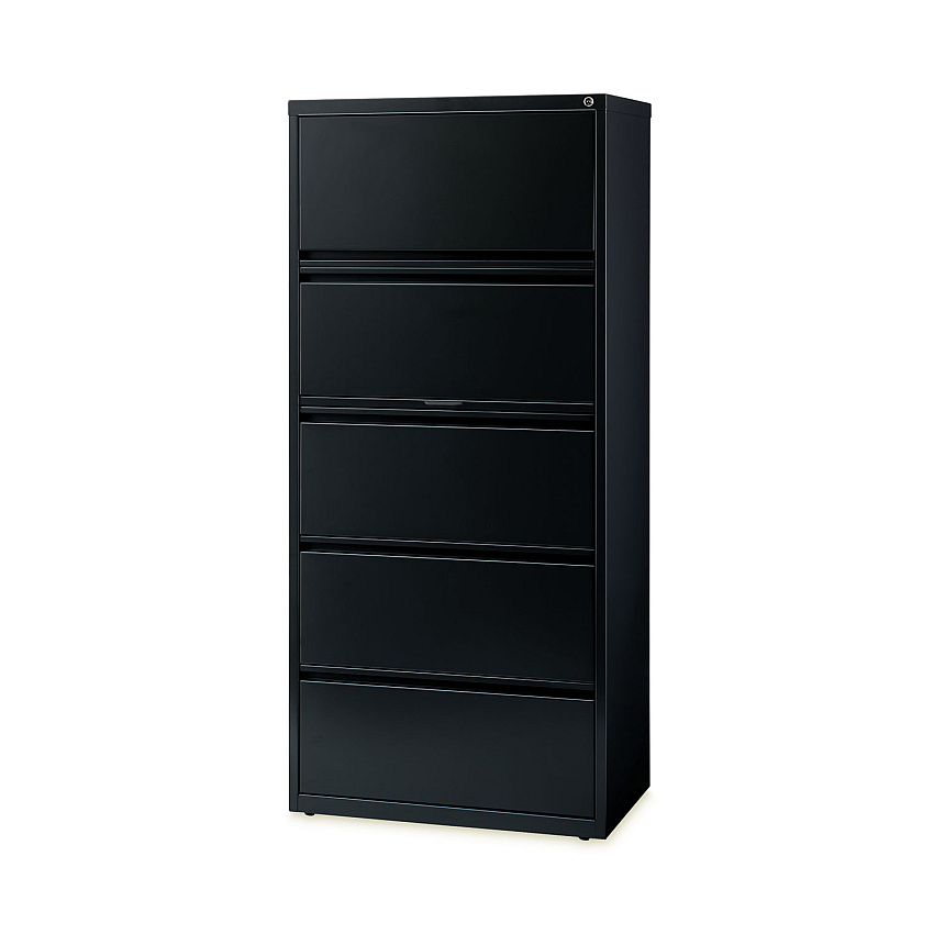 Hirsh Industries Lateral File Cabinet, 5 Letter/Legal/A4-Size File Drawers, Black, 30 x 18.62 x 67.62 (14980)