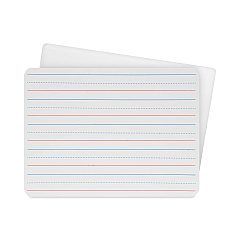 Flipside Two-Sided Red and Blue Ruled Dry Erase Board, 12 x 9, Ruled White Front, Unruled White Back, 24/Pack (12034)