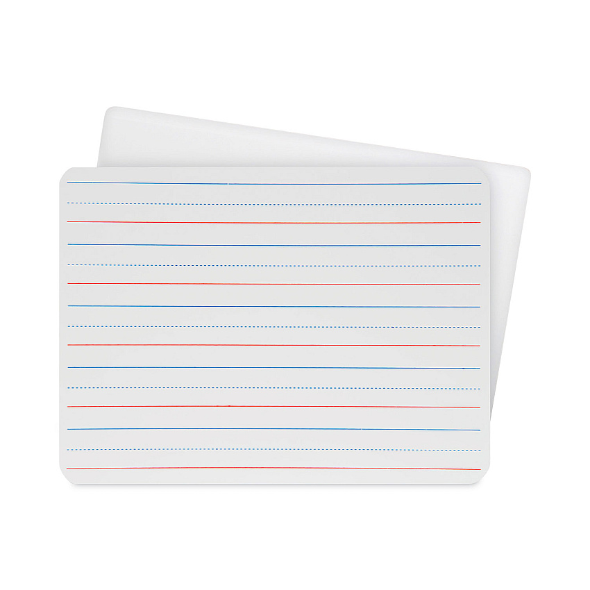 Flipside Two-Sided Red and Blue Ruled Dry Erase Board, 12 x 9, Ruled White Front, Unruled White Back, 24/Pack (12034)