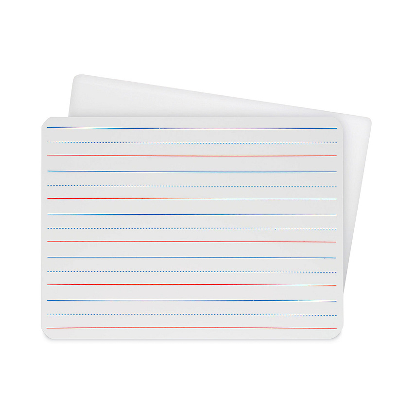 Flipside Two-Sided Red and Blue Ruled Dry Erase Board, 12 x 9, Ruled White Front, Unruled White Back, 12/Pack (10134)