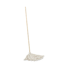 Boardwalk Handle/Deck Mops, 16 oz White Cotton Head, 48" Oak Wood Handle (BWK116C)