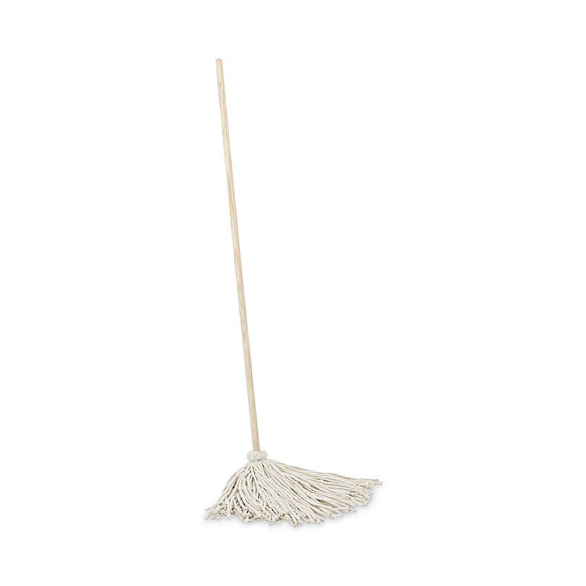 Boardwalk Handle/Deck Mops, 16 oz White Cotton Head, 48" Oak Wood Handle (BWK116C)