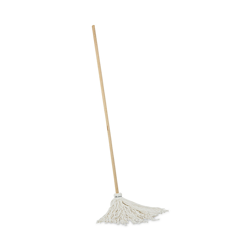 Boardwalk Handle/Deck Mops, 16 oz White Rayon Head, 48" Oak Wood Handle (BWK116R)