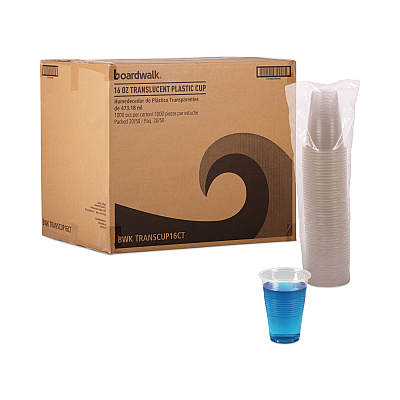 Boardwalk Translucent Plastic Cold Cups, 16 oz, Polypropylene, 50 Cups/Sleeve, 20 Sleeves/Carton (BWKTRANSCUP16CT)
