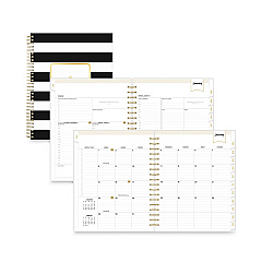 Blue Sky Day Designer Daily/Monthly Frosted Planner, Rugby Stripe Artwork, 10x8, Black/White Cover, 12-Month (July to June): 2022-2023 (137885)