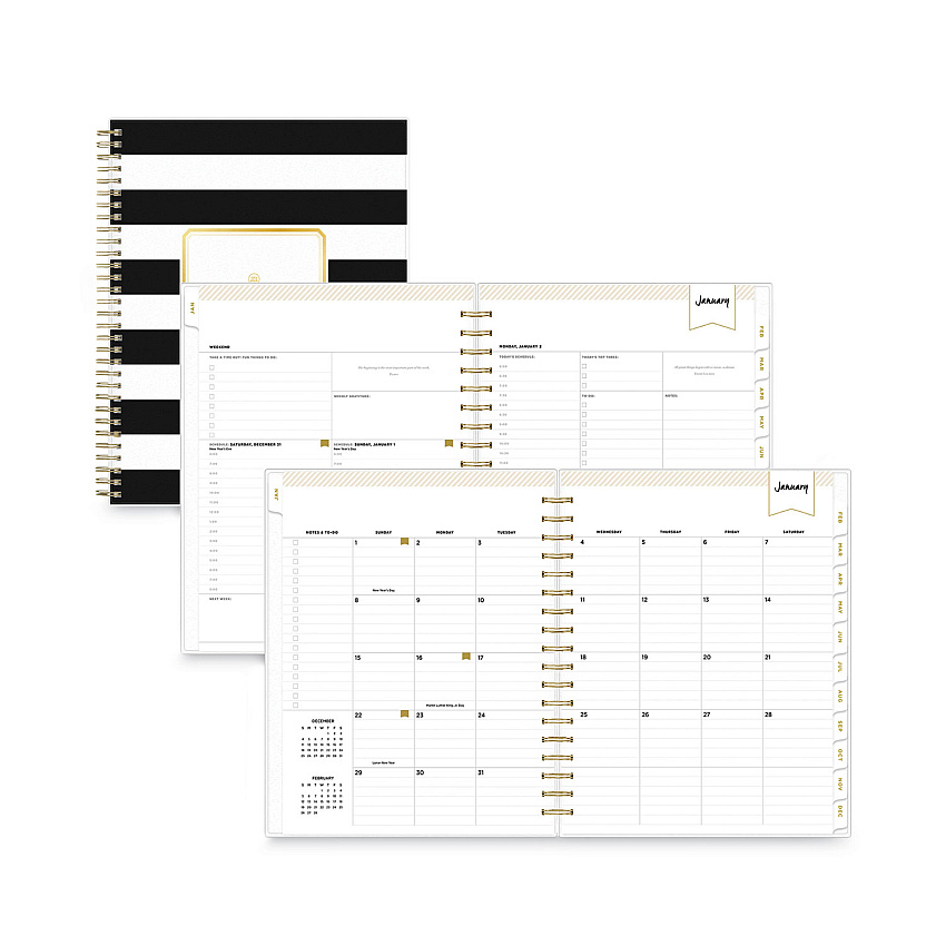 Blue Sky Day Designer Daily/Monthly Frosted Planner, Rugby Stripe Artwork, 10x8, Black/White Cover, 12-Month (July to June): 2022-2023 (137885)
