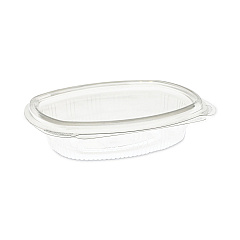 Pactiv Evergreen EarthChoice Recycled PET Hinged Container, 8 oz, 4.92 x 5.87 x 1.32, Clear, 200/Carton (0CA910080000)