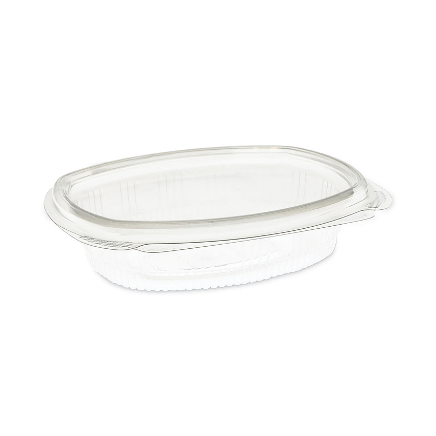 Pactiv Evergreen EarthChoice Recycled PET Hinged Container, 8 oz, 4.92 x 5.87 x 1.32, Clear, 200/Carton (0CA910080000)