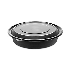 Pactiv Evergreen EarthChoice MealMaster Container with Lid, 48 oz, 10.13" Diameter x 2.13"h, 1-Compartment, Black/Clear, 150/Carton (0CN80948CSTC)