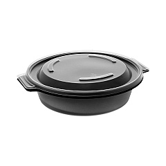 Pactiv Evergreen EarthChoice MealMaster Container with Lid, 16 oz, 7 x 7 x 1.8, Black/Clear, 252/Carton (0CN8071600BL)