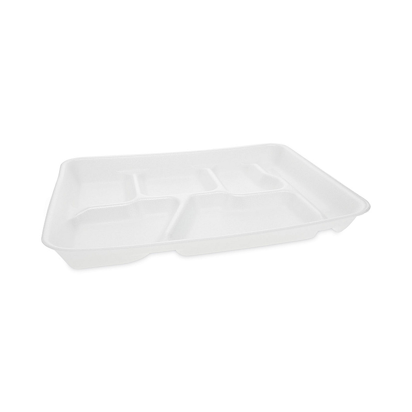 Pactiv Evergreen Foam School Trays, 6-Compartment, 8.5 x 11.5 x 1.25, White, 500/Carton (0TH10601SGBX)