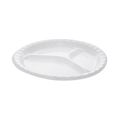 Pactiv Evergreen Placesetter Deluxe Laminated Foam Dinnerware, 3-Compartment Plate, 10.25" dia, White, 540/Carton (0TK10044000Y)