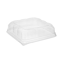 Pactiv Evergreen Recycled Container Lid, Dome Lid for 6 x 6 Brownie Container, 7.5 x 7.5 x 2.02, Clear, 195/Carton (75S20SDOME)