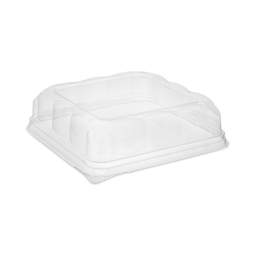 Pactiv Evergreen Recycled Container Lid, Dome Lid for 6 x 6 Brownie Container, 7.5 x 7.5 x 2.02, Clear, 195/Carton (75S20SDOME)