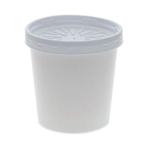 Pactiv Evergreen Paper Round Food Container and Lid Combo, 16 oz, 3.75" Diameter x 3.88h", White, 250/Carton (D16RBLD)