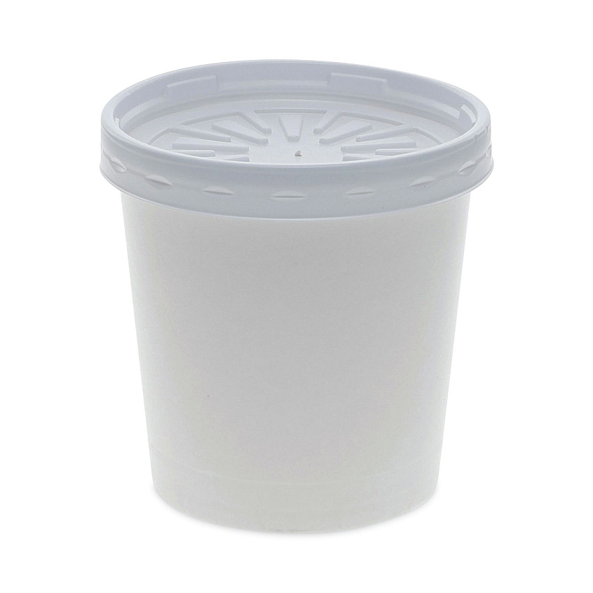 Pactiv Evergreen Paper Round Food Container and Lid Combo, 16 oz, 3.75" Diameter x 3.88h", White, 250/Carton (D16RBLD)