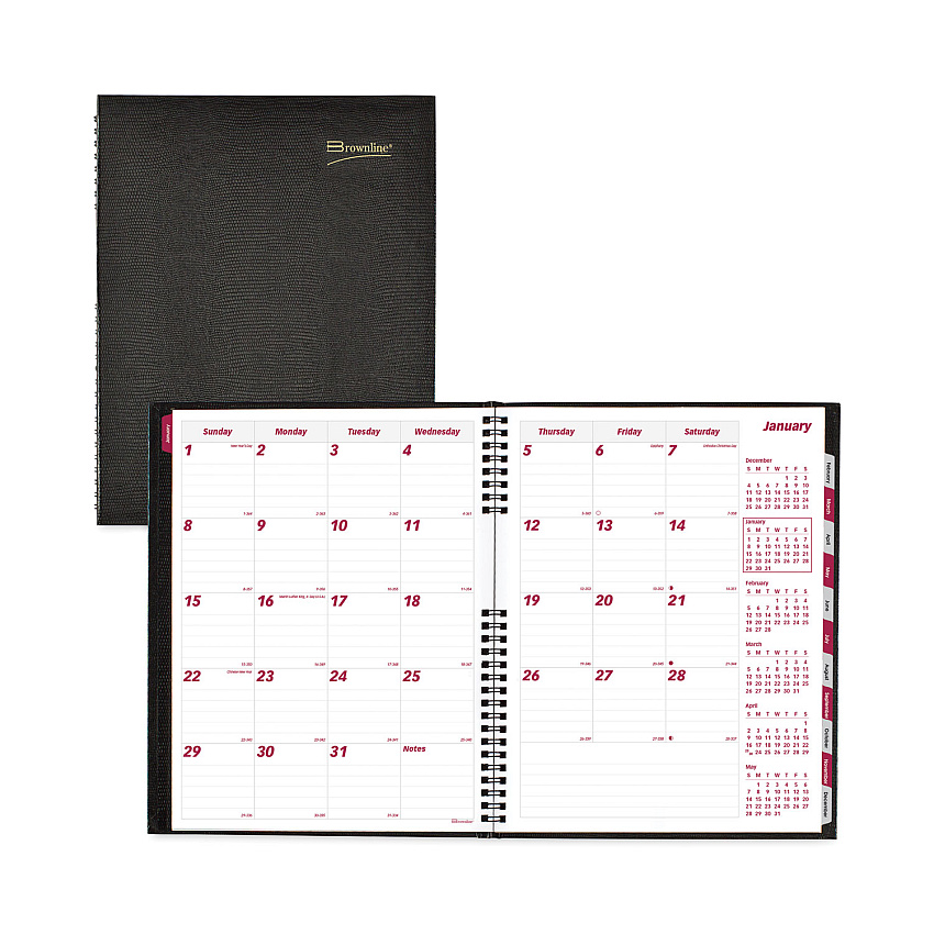 Brownline CoilPro 14-Month Ruled Monthly Planner, 11 x 8.5, Black Cover, 14-Month (Dec to Jan): 2022 to 2024 (CB1262CBLK)