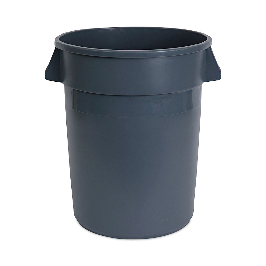 Boardwalk Round Waste Receptacle, LLDPE, 32 gal, Gray (BWK32GLWRGRA)