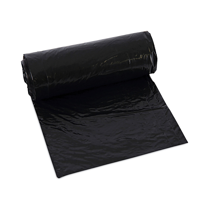 Boardwalk Low-Density Waste Can Liners, 16 gal, 1 mil, 24 x 32, Black, 10 Bags/Roll, 15 Rolls/Carton (BWK510)