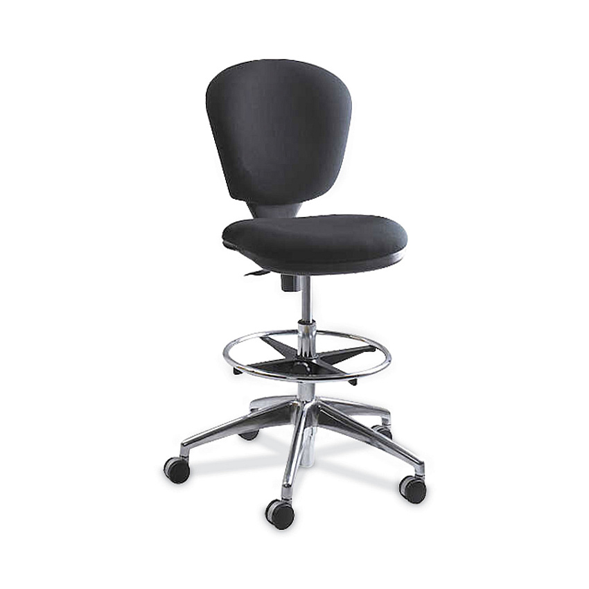 Safco Metro Collection Extended-Height Chair, Supports Up to 250 lb, 23" to 33" Seat Height, Black Seat/Back, Chrome Base (3442BL)