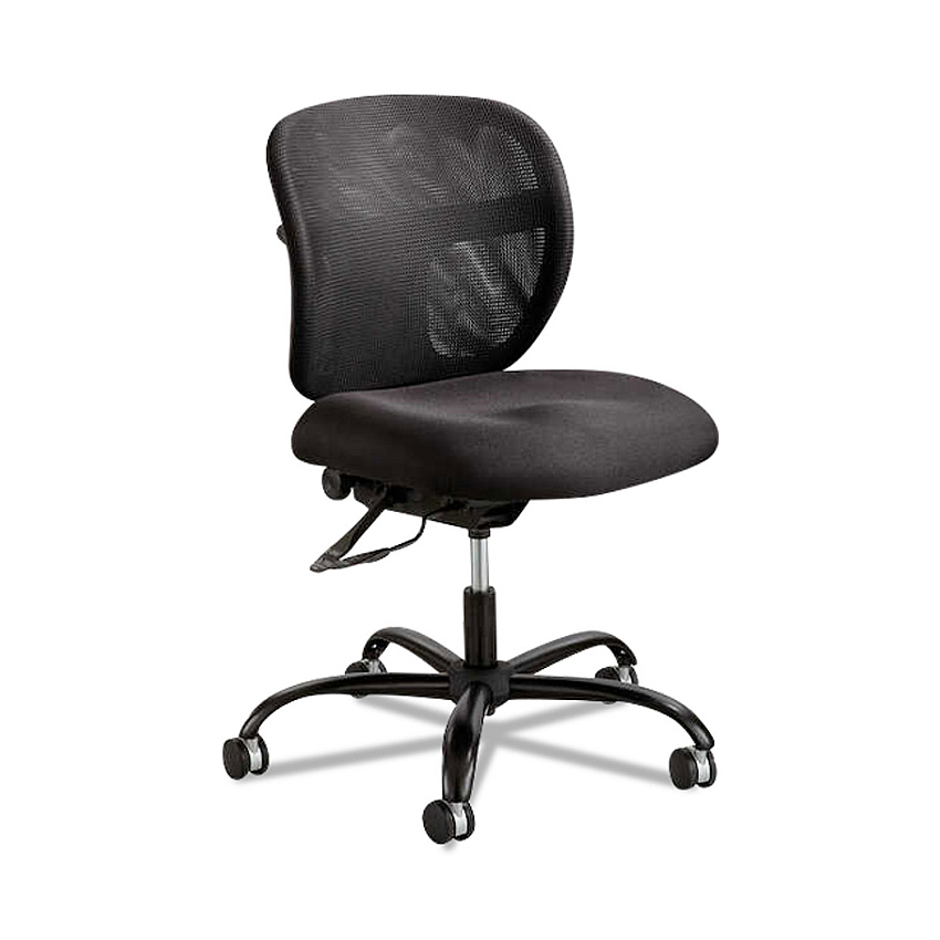 Safco Vue Intensive-Use Mesh Task Chair, Supports Up to 500 lb, 18.5" to 21" Seat Height, Black Vinyl Seat/Back, Black Base (3397BV)