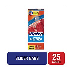 Hefty Slider Bags, 1 gal, 2.5 mil, 10.56" x 11", Clear, 225/Carton (R82425CT)