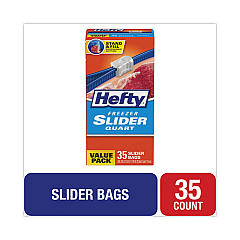 Hefty Slider Bags, 1 qt, 2.5 mil, 7" x 8", Clear, 35/Box (R82235)