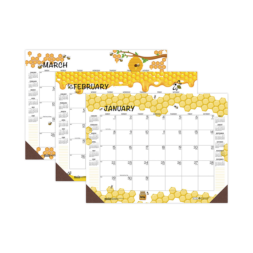 House of Doolittle Recycled Honeycomb Desk Pad Calendar, 18.5 x 13, White/Multicolor Sheets, Brown Corners, 12-Month (Jan to Dec): 2023 (1566)