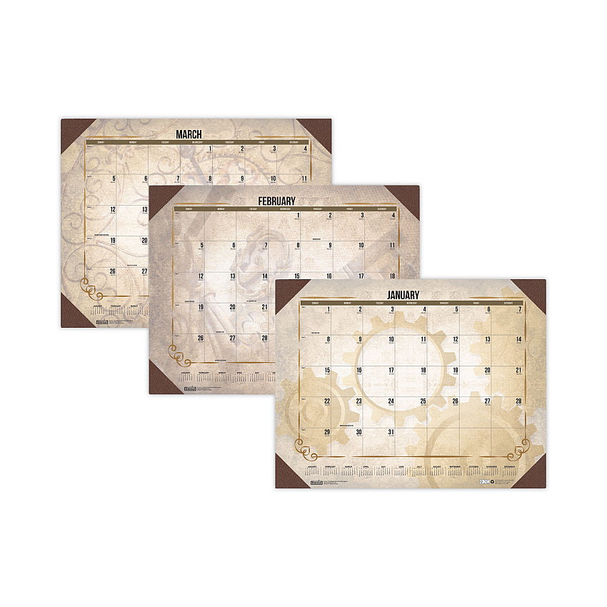 House of Doolittle Recycled Vintage Desk Pad Calendar, Vintage Artwork, 22 x 17, Sepia Sheets, Brown Corners, 12-Month (Jan-Dec) 2023 (157)