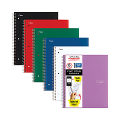 Five Star Wirebound Notebook, 1 Subject, Medium/College Rule, Randomly Assorted Covers, 11 x 8.5, 100 Sheets, 6/Pack (38052)