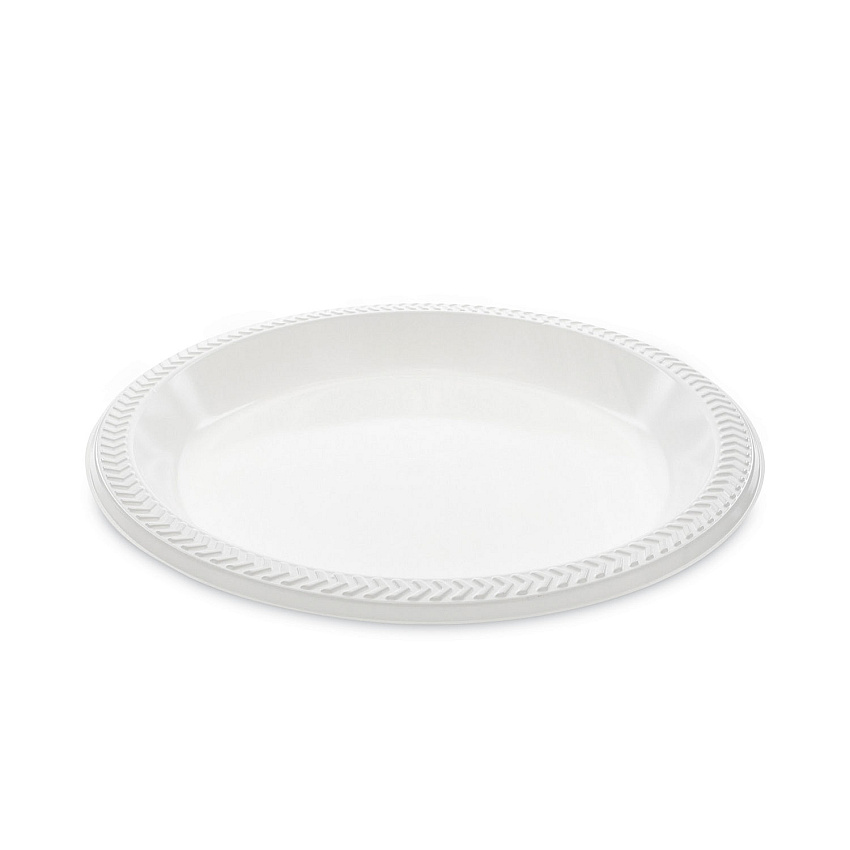 Pactiv Evergreen Meadoware Impact Plastic Dinnerware, Plate, 10.25" dia, White, 500/Carton (MI10)
