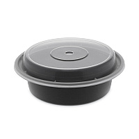 Pactiv Evergreen Newspring VERSAtainer Microwavable Containers, 16 oz, 6" Diameter, Black/Clear, 150/Carton (NC718B)