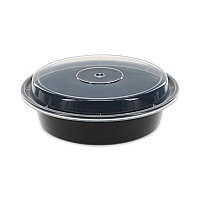 Pactiv Evergreen Newspring VERSAtainer Microwavable Containers, 24 oz, 7" Diameter, Black/Clear, 150/Carton (NC723B)