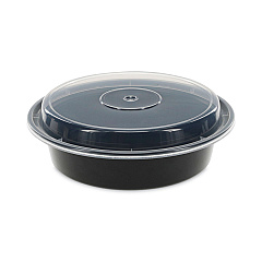 Pactiv Evergreen Newspring VERSAtainer Microwavable Containers, 24 oz, 7" Diameter, Black/Clear, 150/Carton (NC723B)