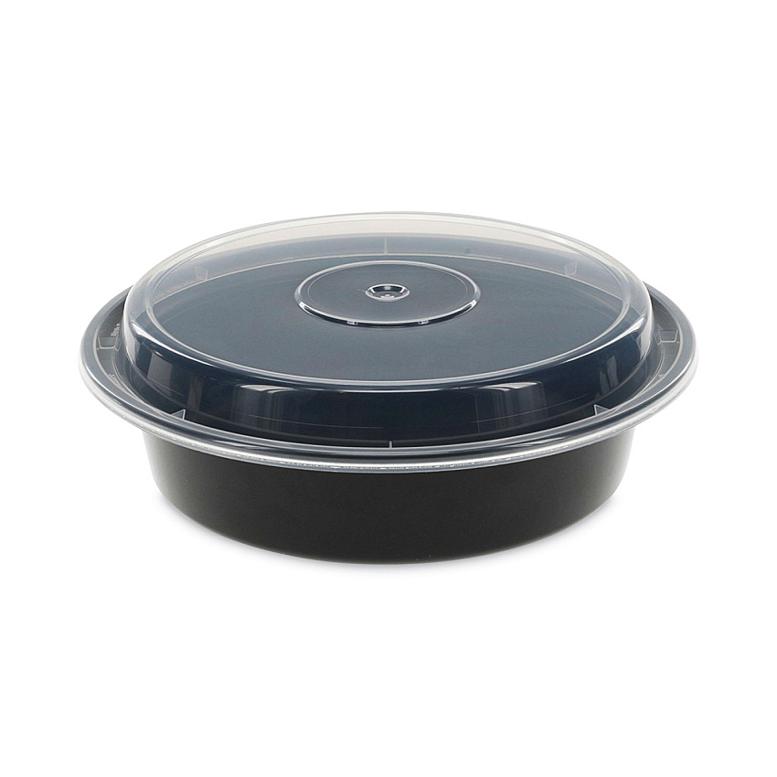 Pactiv Evergreen Newspring VERSAtainer Microwavable Containers, 24 oz, 7" Diameter, Black/Clear, 150/Carton (NC723B)
