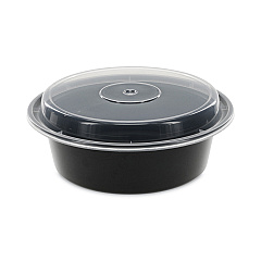 Pactiv Evergreen Newspring VERSAtainer Microwavable Containers, 32 oz, 7" Diameter x 2"h, Black/Clear, 150/Carton (NC729B)